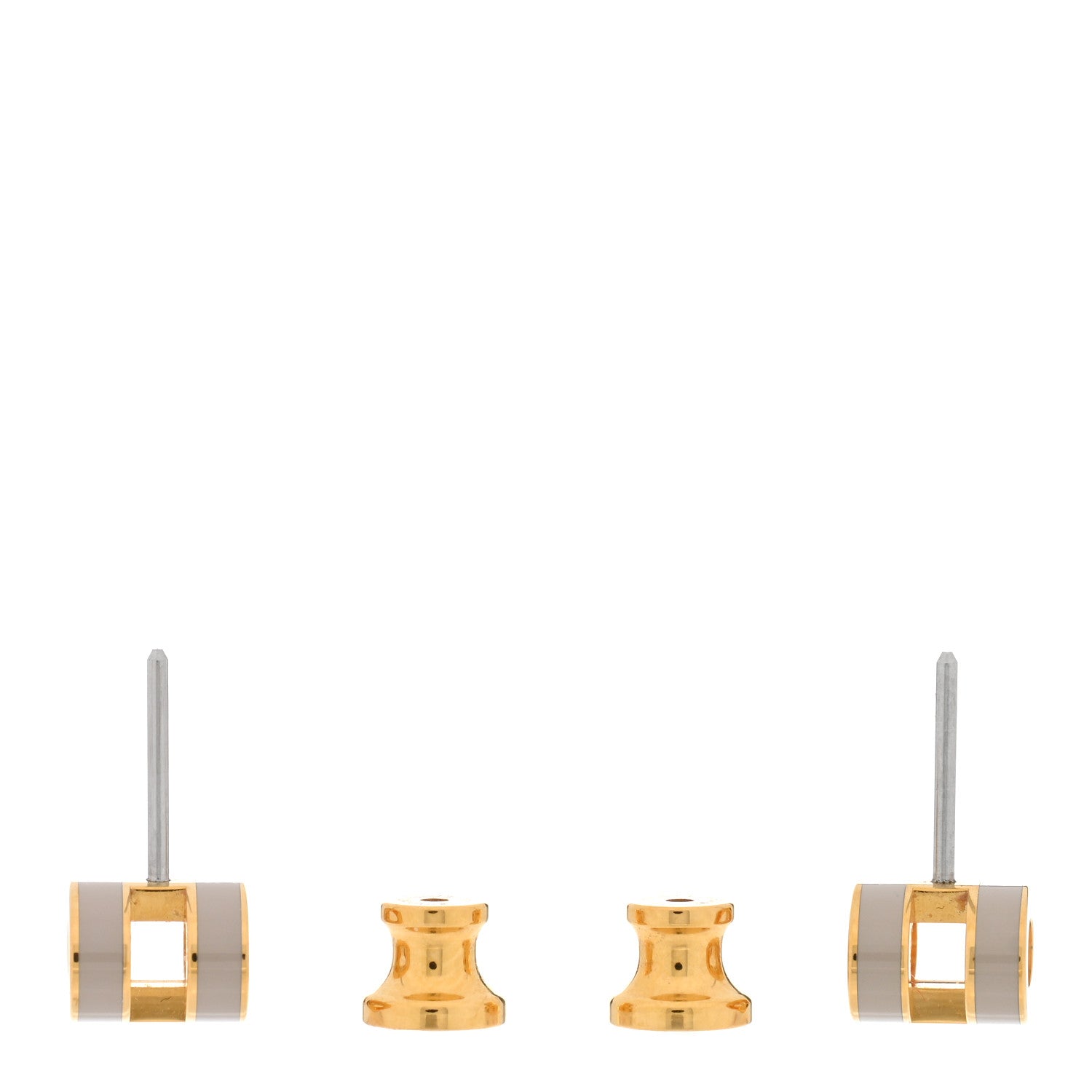 Hermes Gold Lacquered Mini Pop H Earrings Marron Glace 3 of 4
