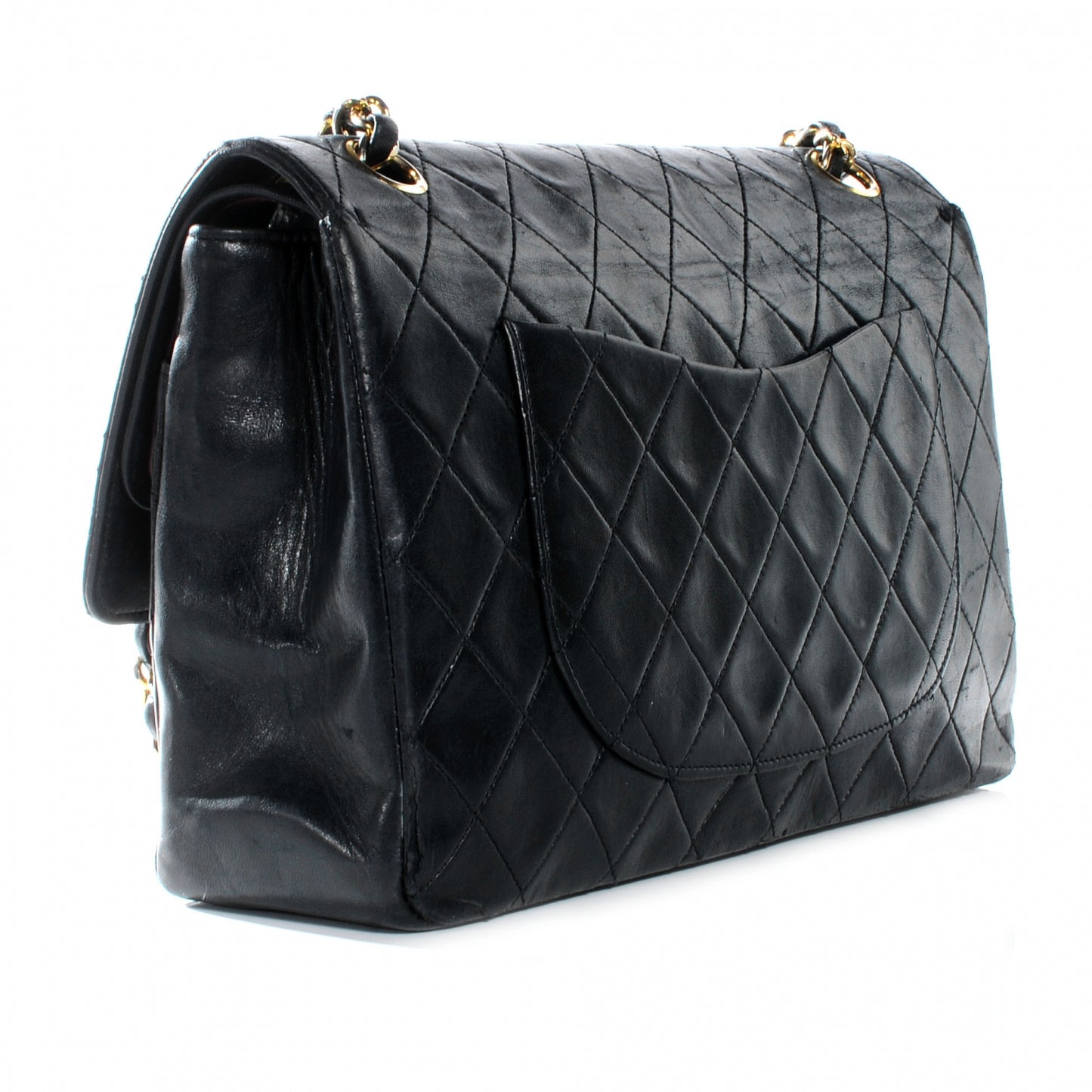 Lambskin Medium Double Flap Black