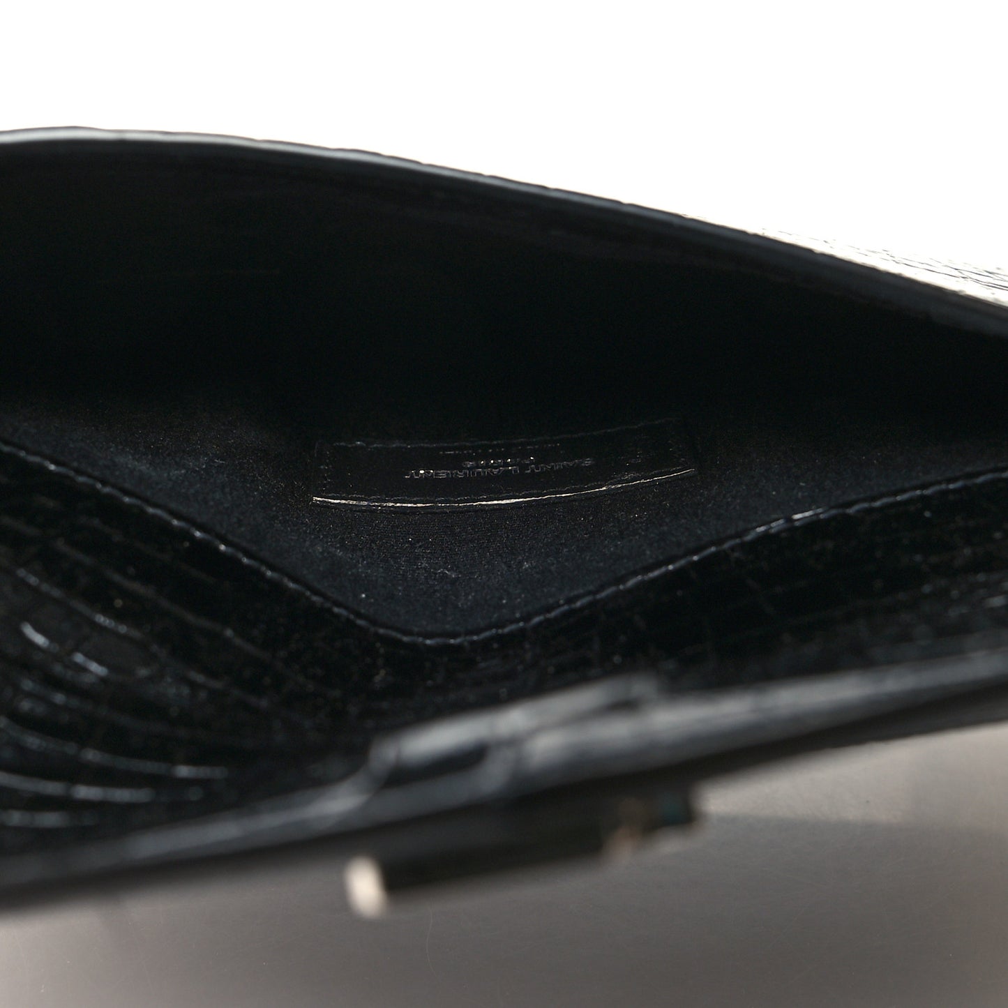 Calfskin Crocodile Embossed Monogram Uptown Baby Pouch Black