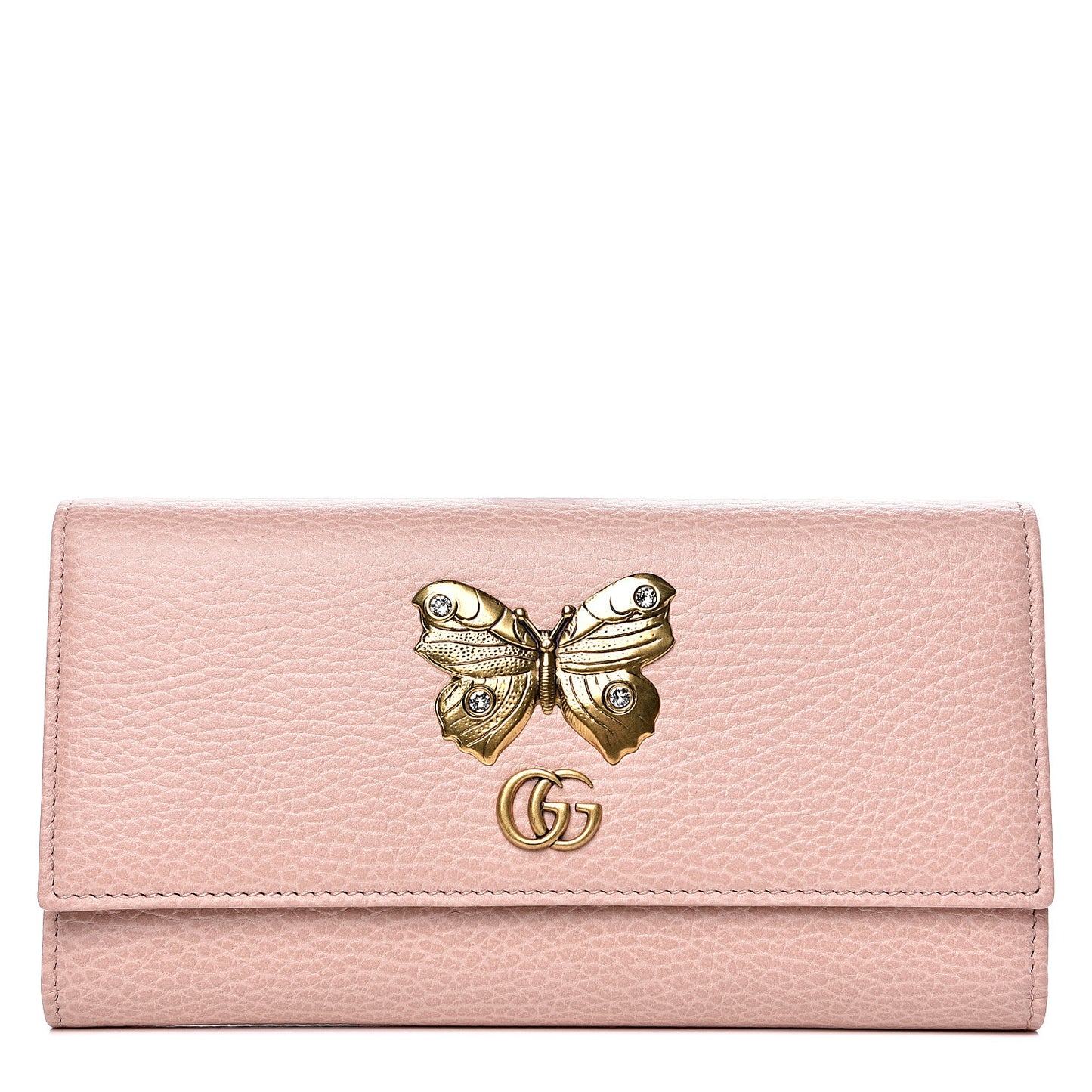 Dollar Calfskin Garden Continental Wallet Perfect Pink