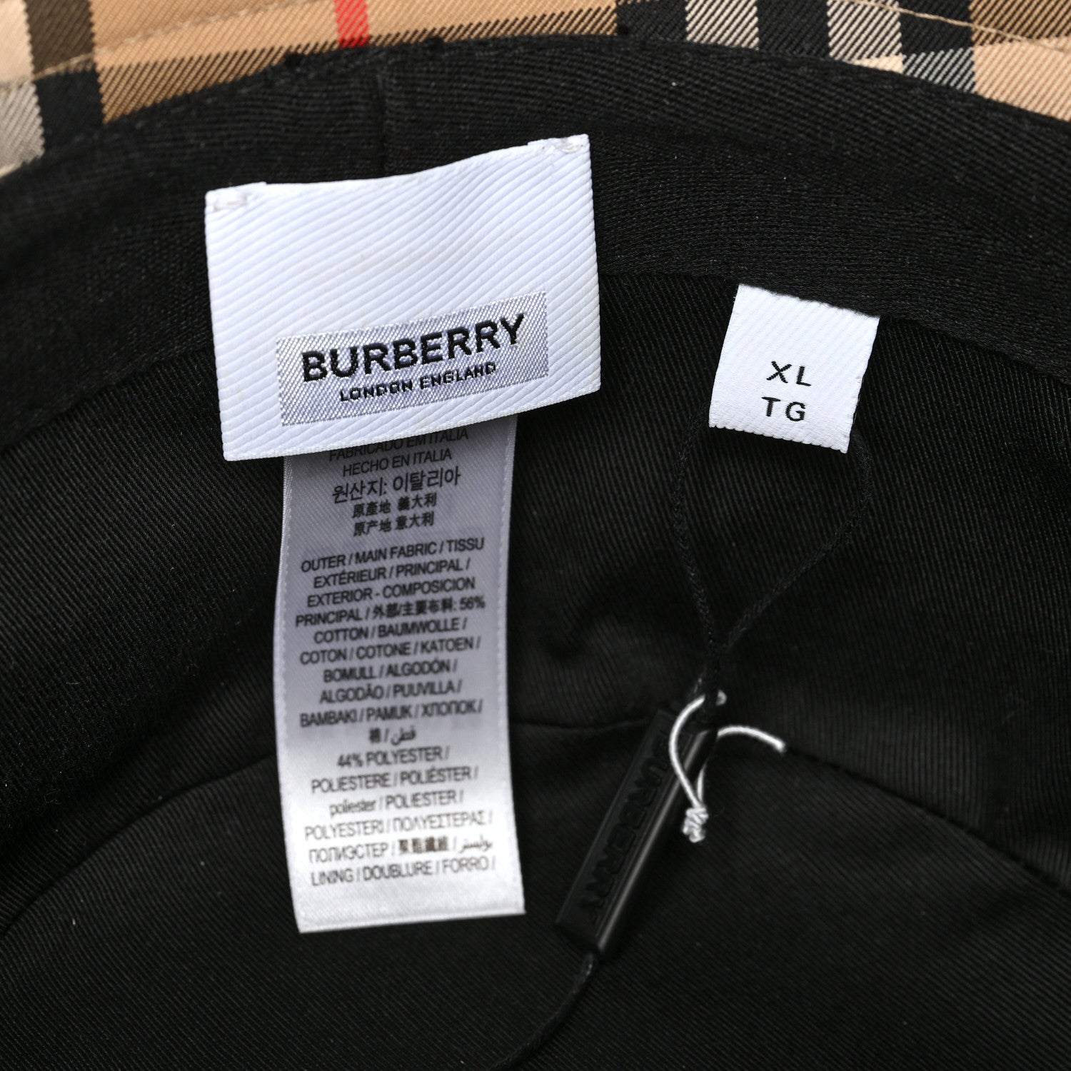 Burberry Technical Cotton Vintage Check Bucket Hat XL Archive Beige 8 of 8