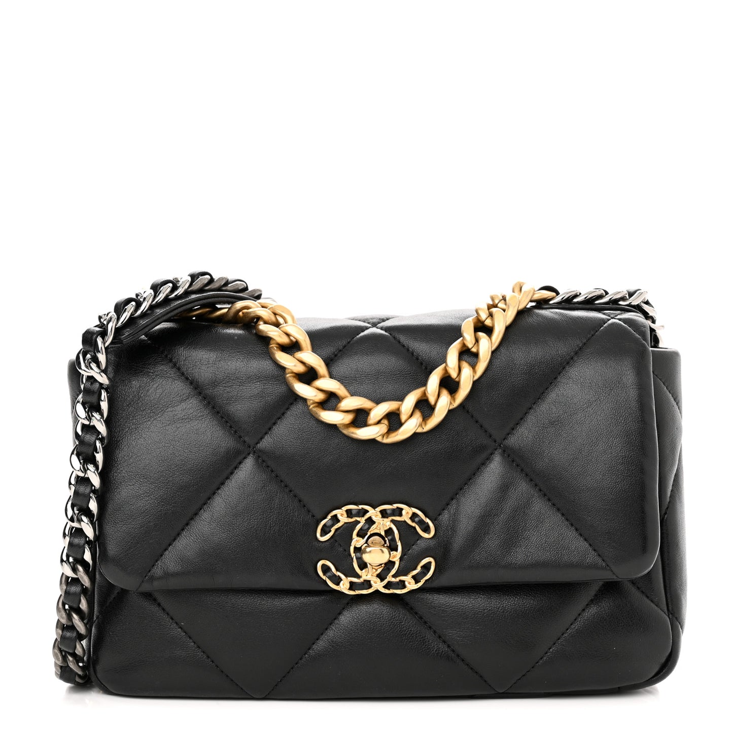 Goatskin Quilted Medium Chanel 19 Flap Black