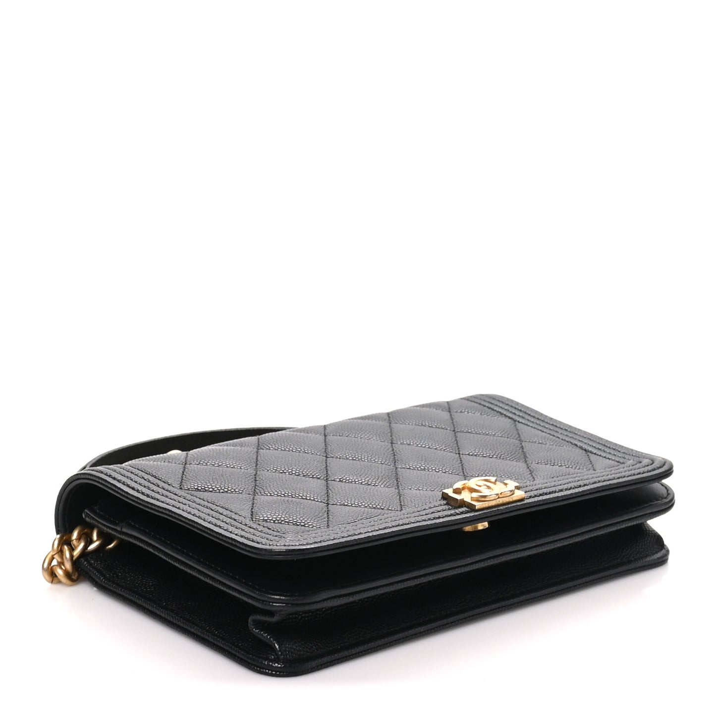 Caviar Quilted Boy Wallet On Chain WOC Black