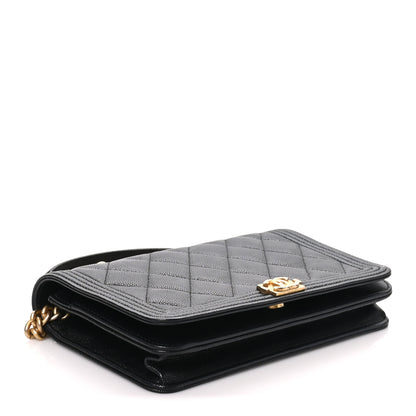 Chanel Caviar Quilted Boy Wallet On Chain WOC Black 4 of 10