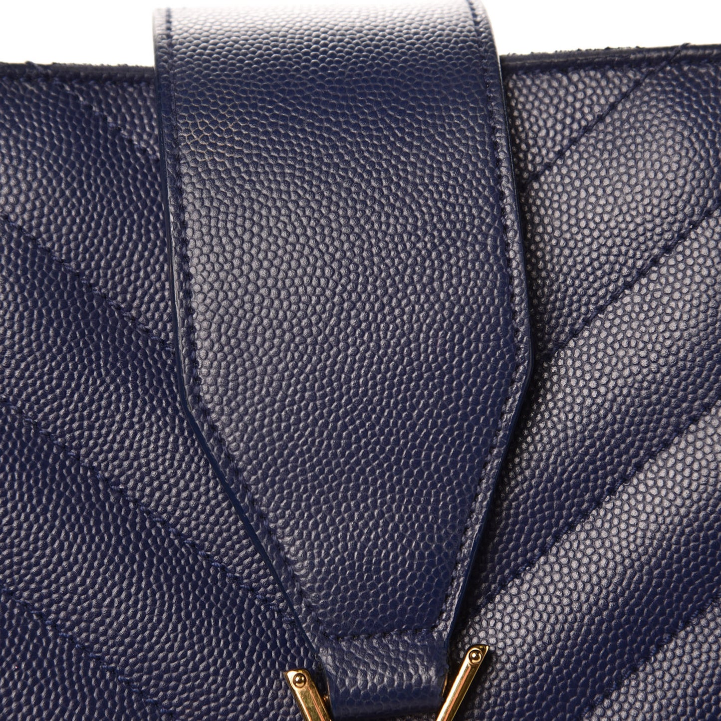 Grain De Poudre Matelasse Chevron Monogram Shopping Bag Deep Marine