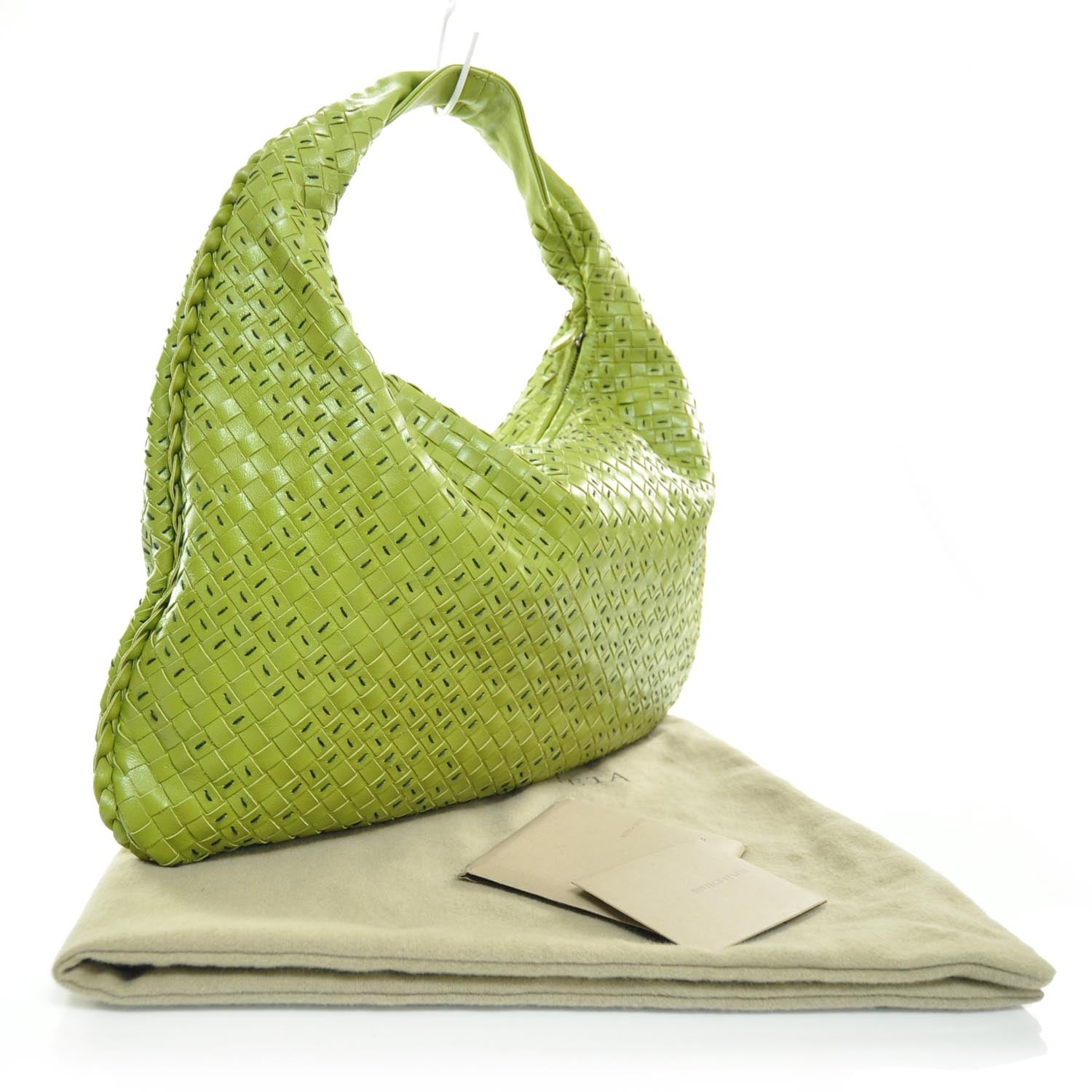 Bottega Veneta Shiny Calfskin Large Top Stitched Veneta Hobo 3 of 9