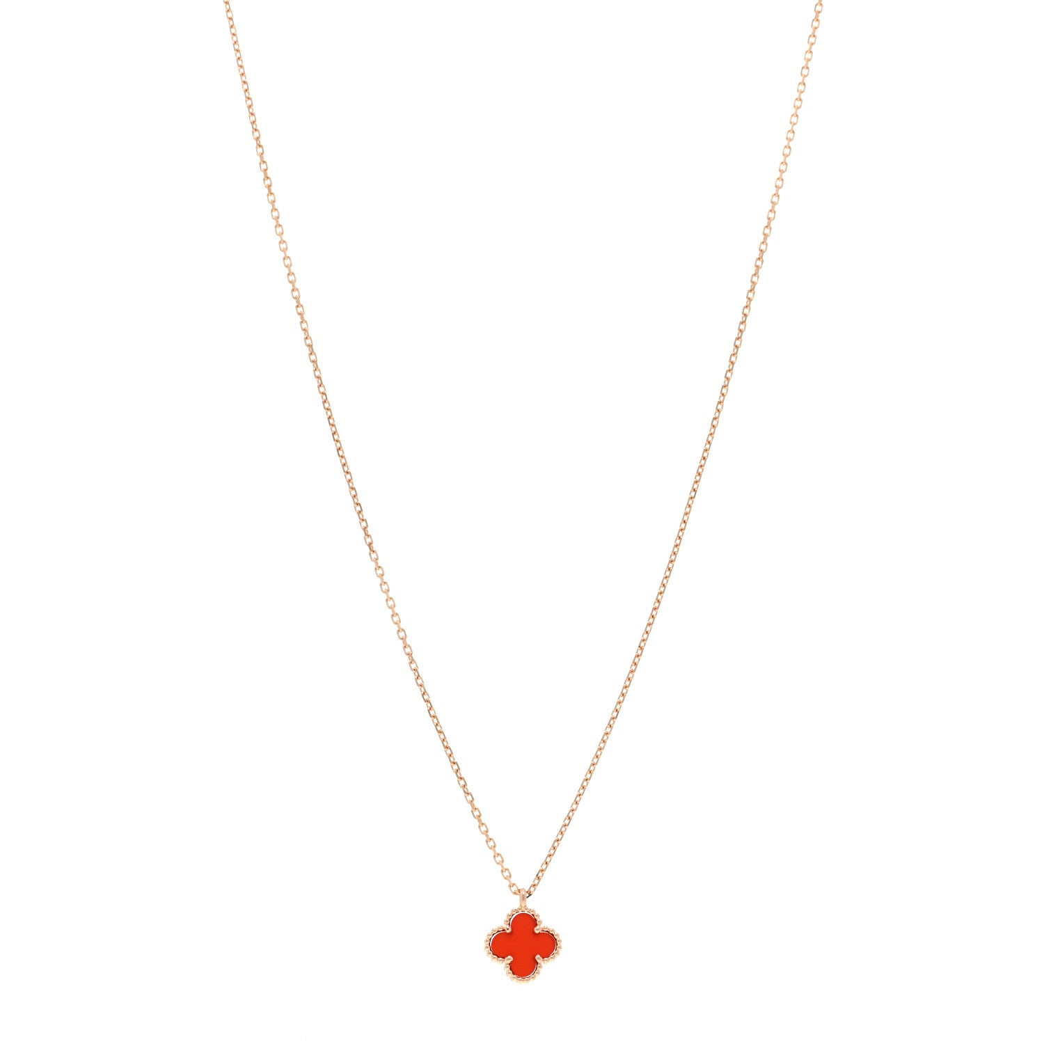 Van Cleef & Arpels VAN CLEEF & ARPELS 18K Rose Gold Carnelian Sweet Alhambra Pendant Necklace 1 of 5
