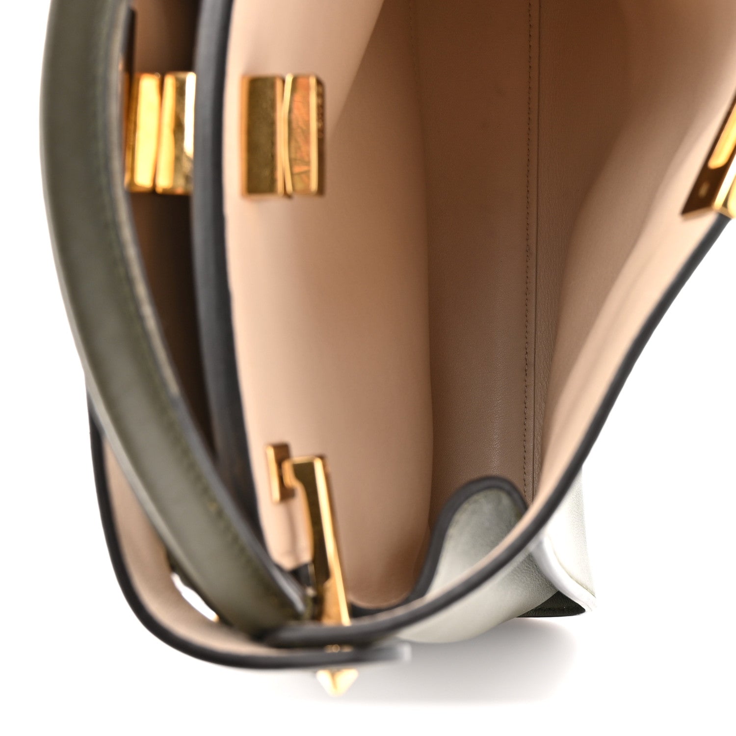 Fendi Vitello Tahiti Burro Medium Peekaboo Iconic Essentially Satchel Asparago Camelia 6 of 12