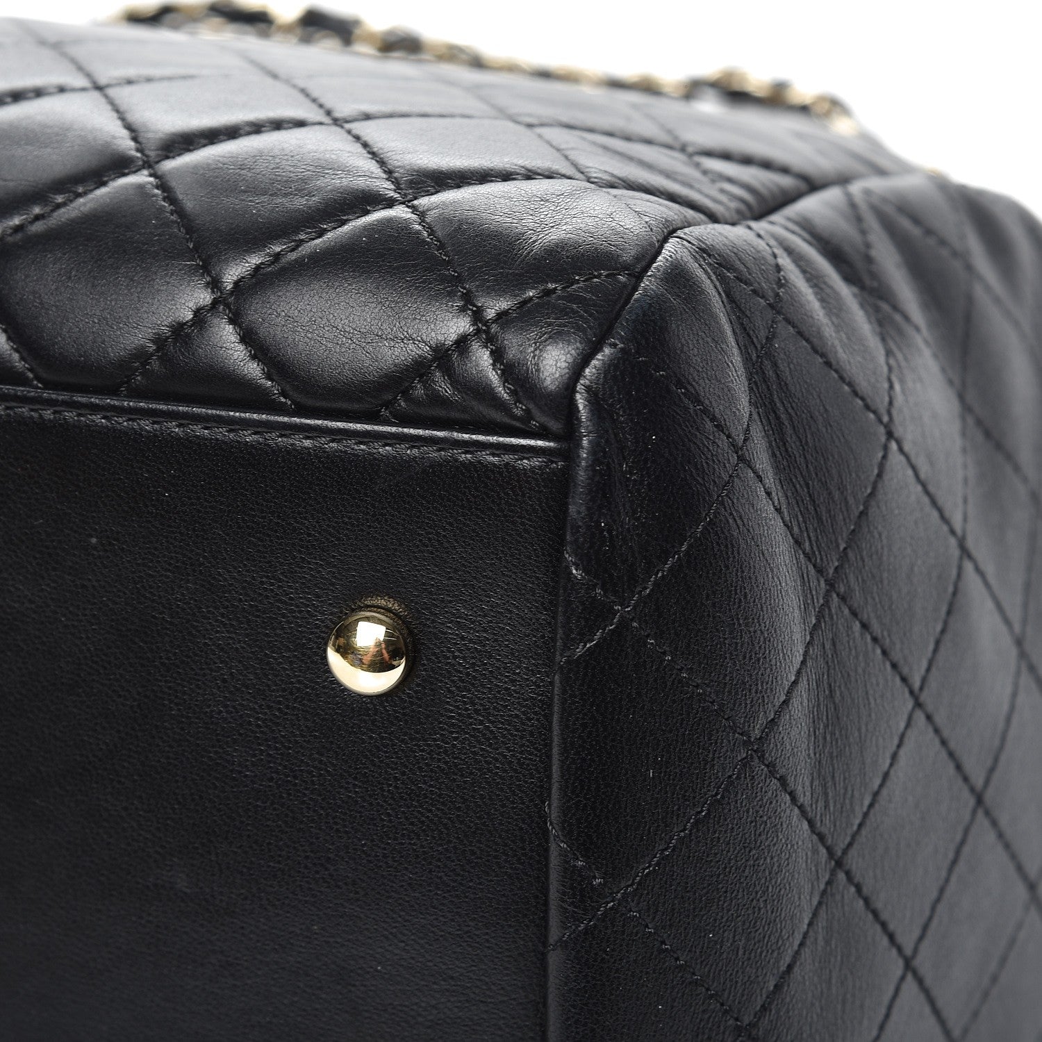 Chanel Lambskin Quilted Large Drawstring Bag Black 11 of 13