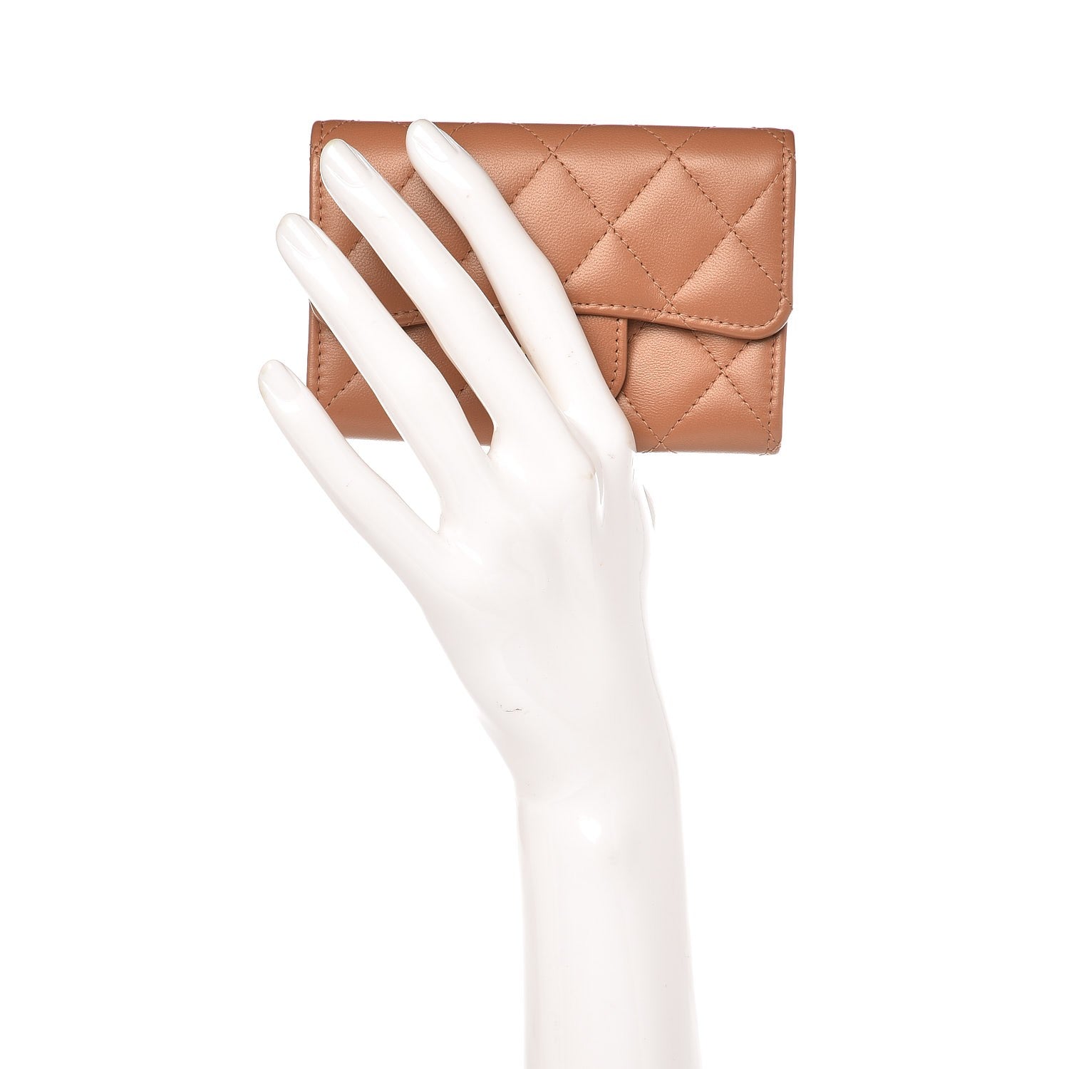 Chanel Lambskin Quilted Flap Card Holder Beige 2 of 8
