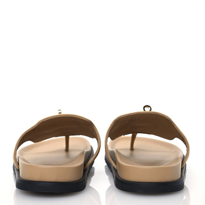 Hermes Suede Goatskin Womens Empire Sandals 40 Beige Lin 5 of 12