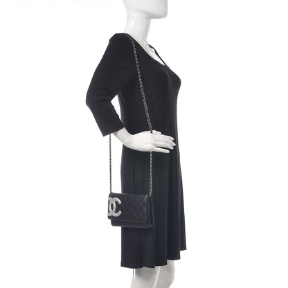 Chanel Calfskin Quilted Cambon Wallet On Chain WOC Black 2 of 13