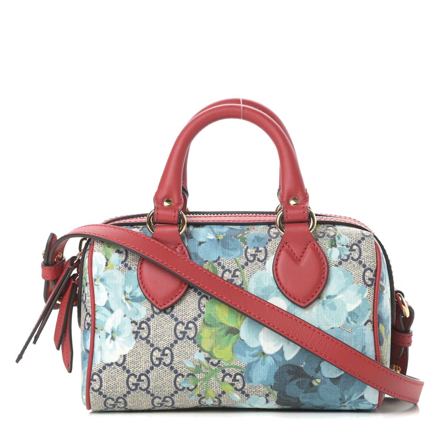 Gucci GG Supreme Monogram Blooms Mini Boston Navy Blue Hibiscus 1 of 10