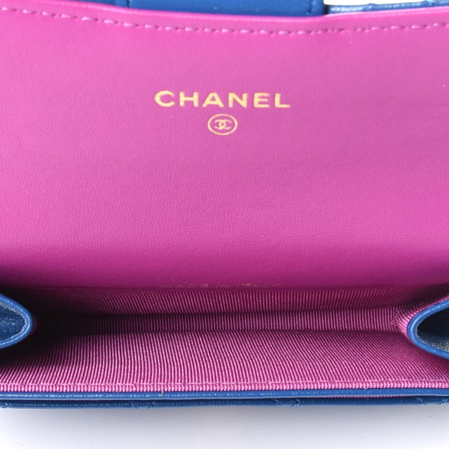Chanel Lambskin Quilted Flap Card Holder Wallet Blue Pink 4 of 4
