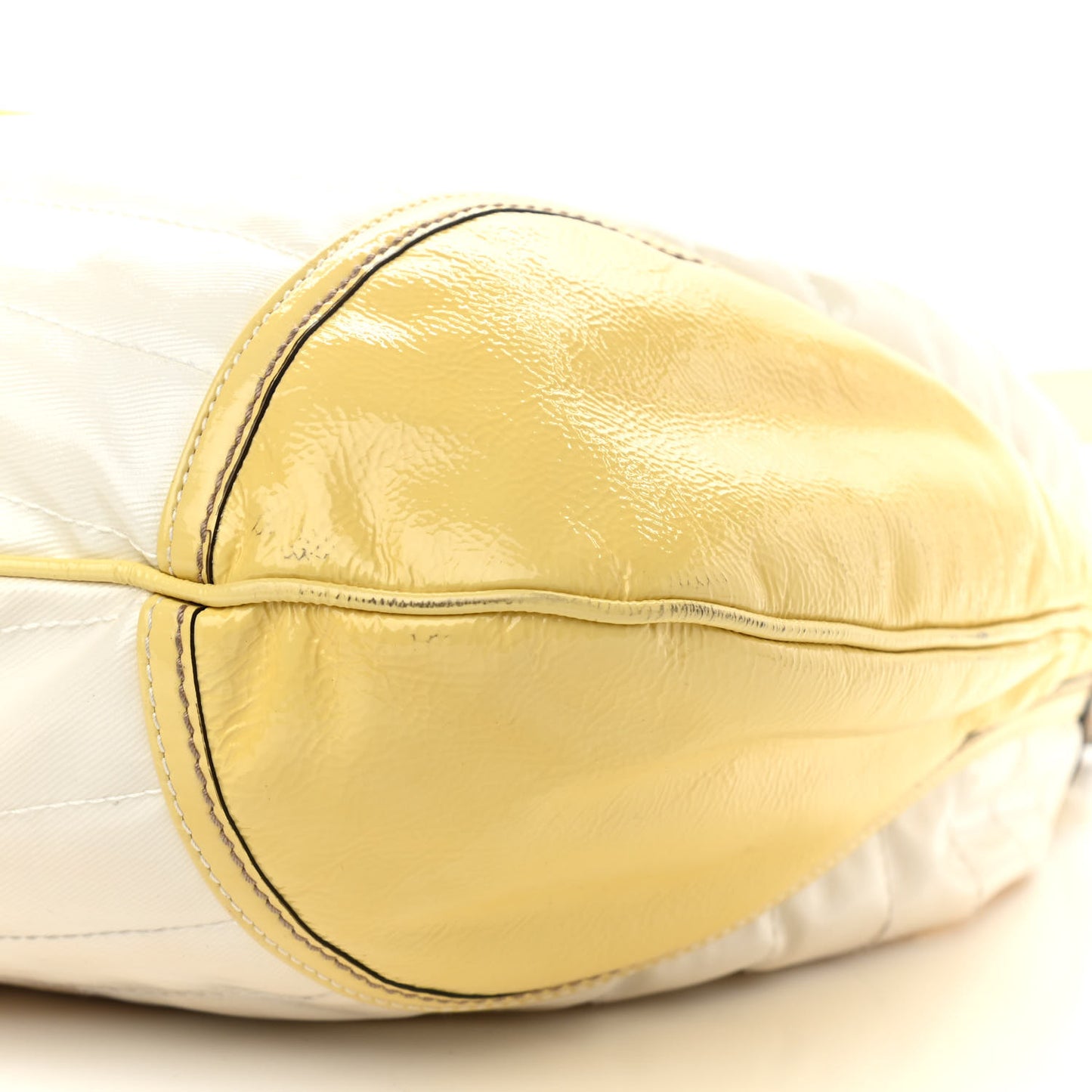 Patent Calfskin Medium Snow Glam Hobo Yellow White