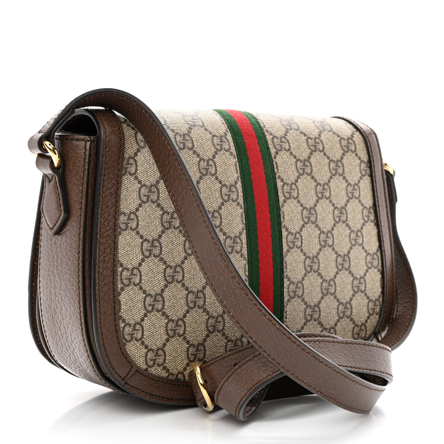 Gucci GG Supreme Monogram Web Small Ophidia Flap Messenger Bag Brown 3 of 12