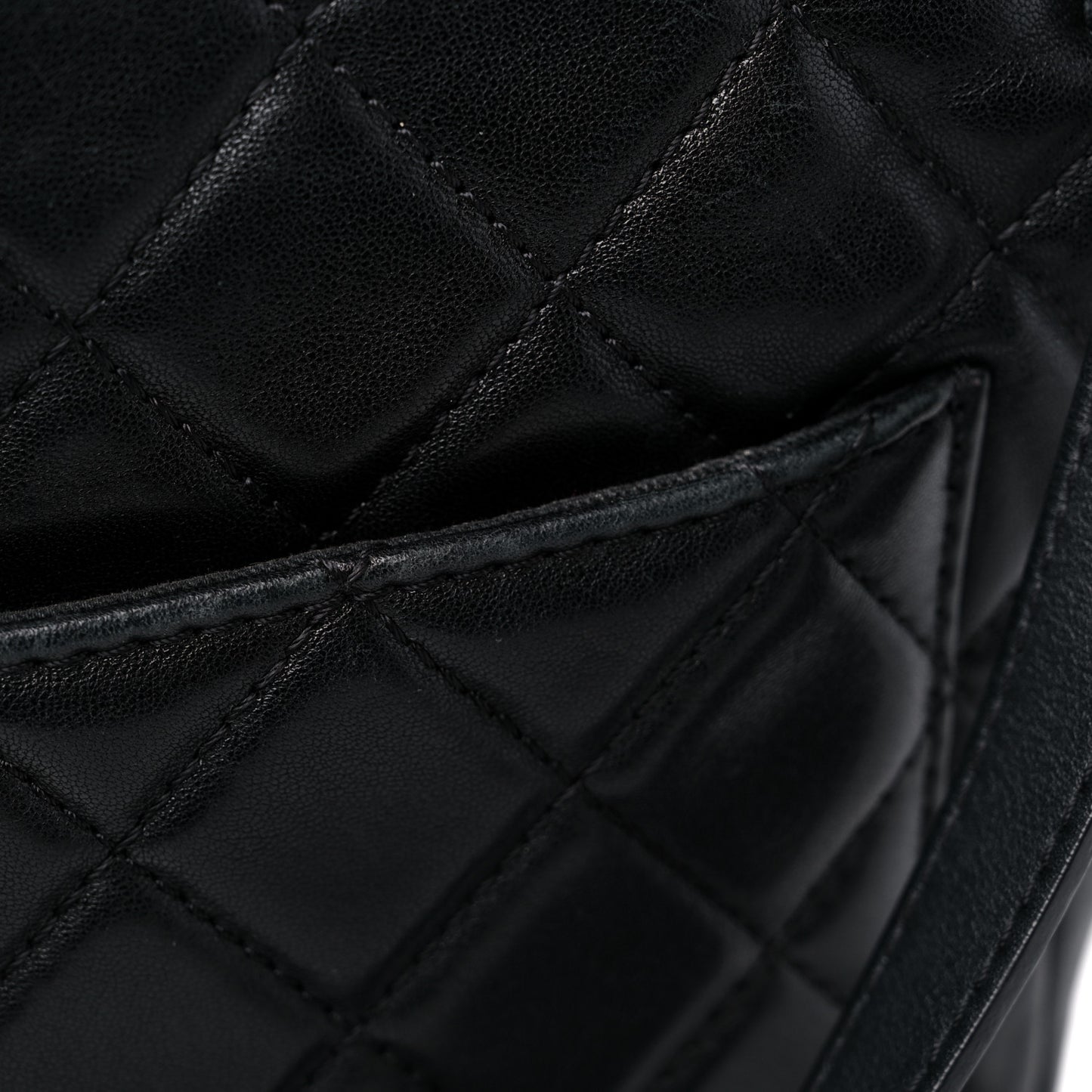 Lambskin Quilted Messenger Bag Black