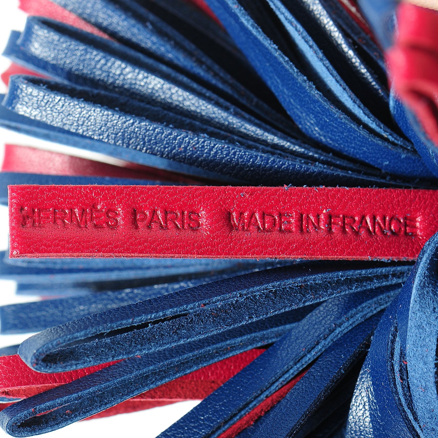Hermes Milo Lambskin Bi-Color Carmen Tassel Key Holder Bleu de Malte Rubis 6 of 6