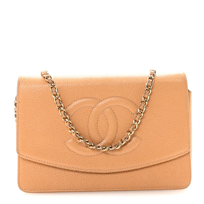 Chanel Caviar Timeless CC Wallet on Chain WOC Beige 1 of 12