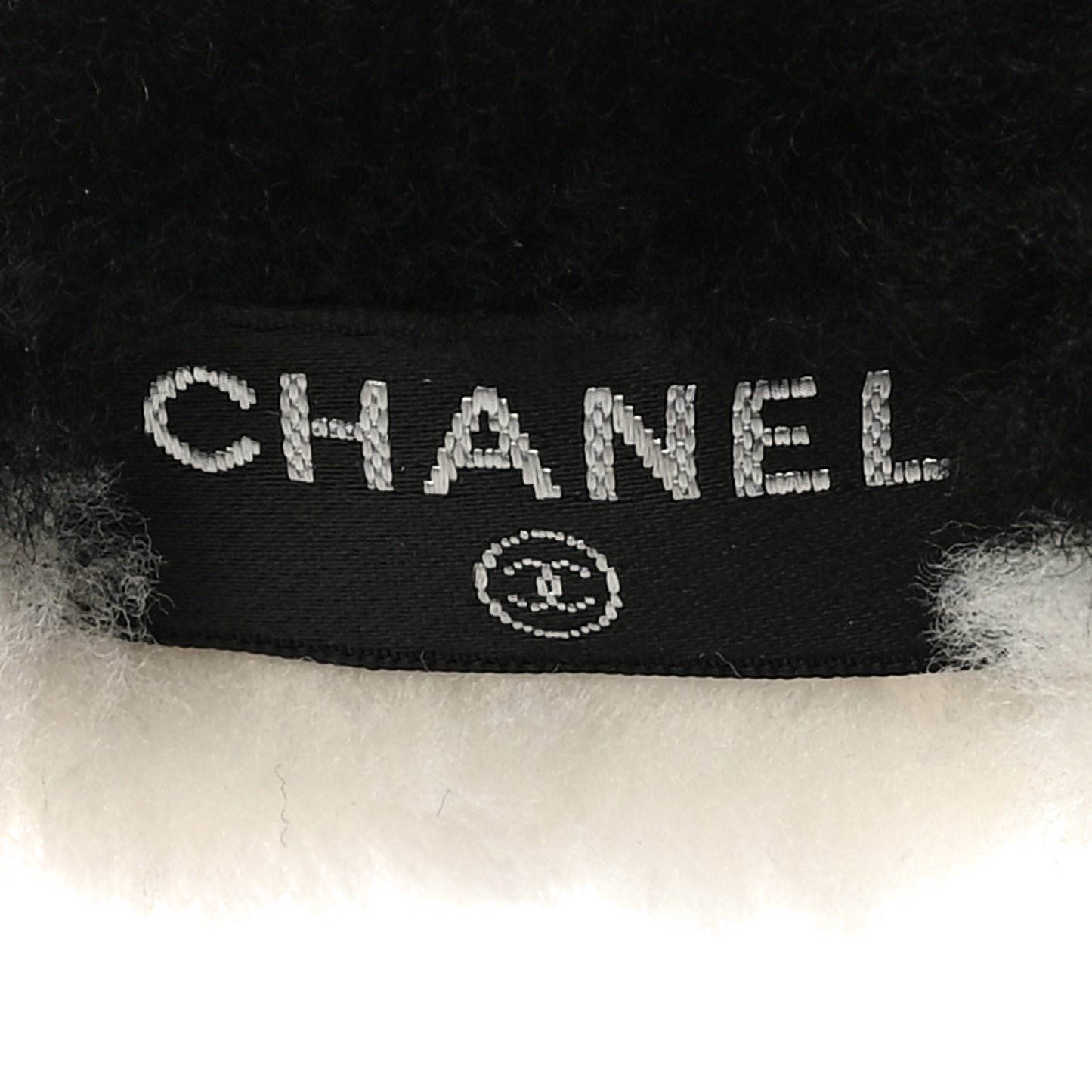 Shearling CC Ear Muffs Black White