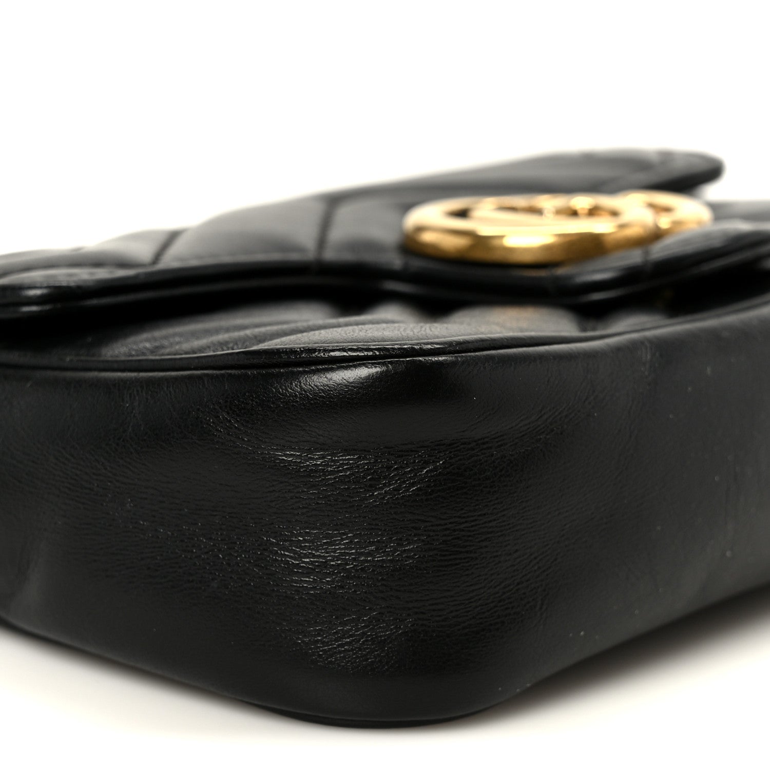 Gucci Calfskin Matelasse Super Mini GG Marmont Shoulder Bag Black 9 of 11