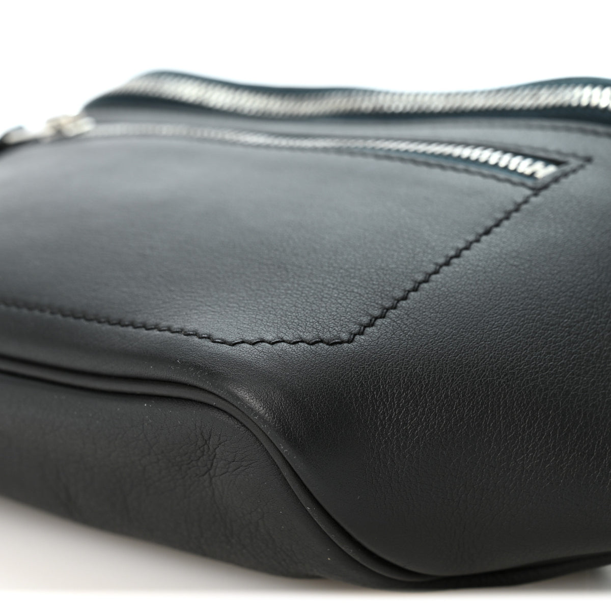 Taurillon Cristobal Cityslide Belt Bag PM Bleu Indigo Vert Cypress