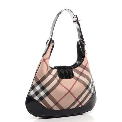 Burberry Patent Nova Check Brooke Hobo Black 3 of 8