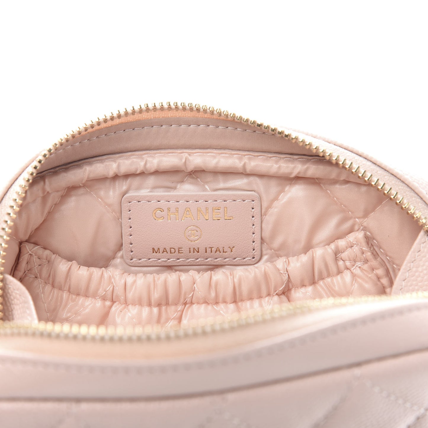 Caviar Quilted Small Curvy Pouch Cosmetic Case Light Pink
