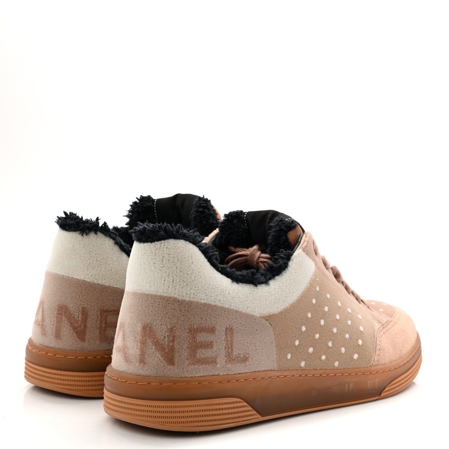 Chanel Fabric Suede Calfskin Logo Sneakers 40 Light Beige 4 of 9