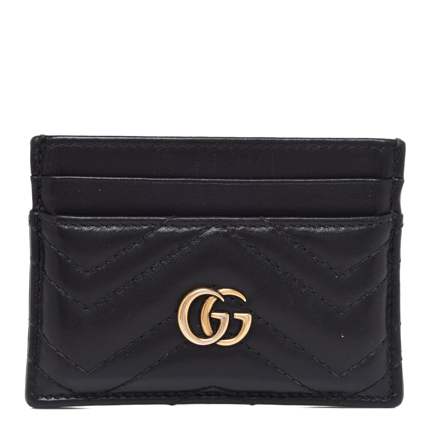 Calfskin Matelasse GG Marmont Card Holder Black