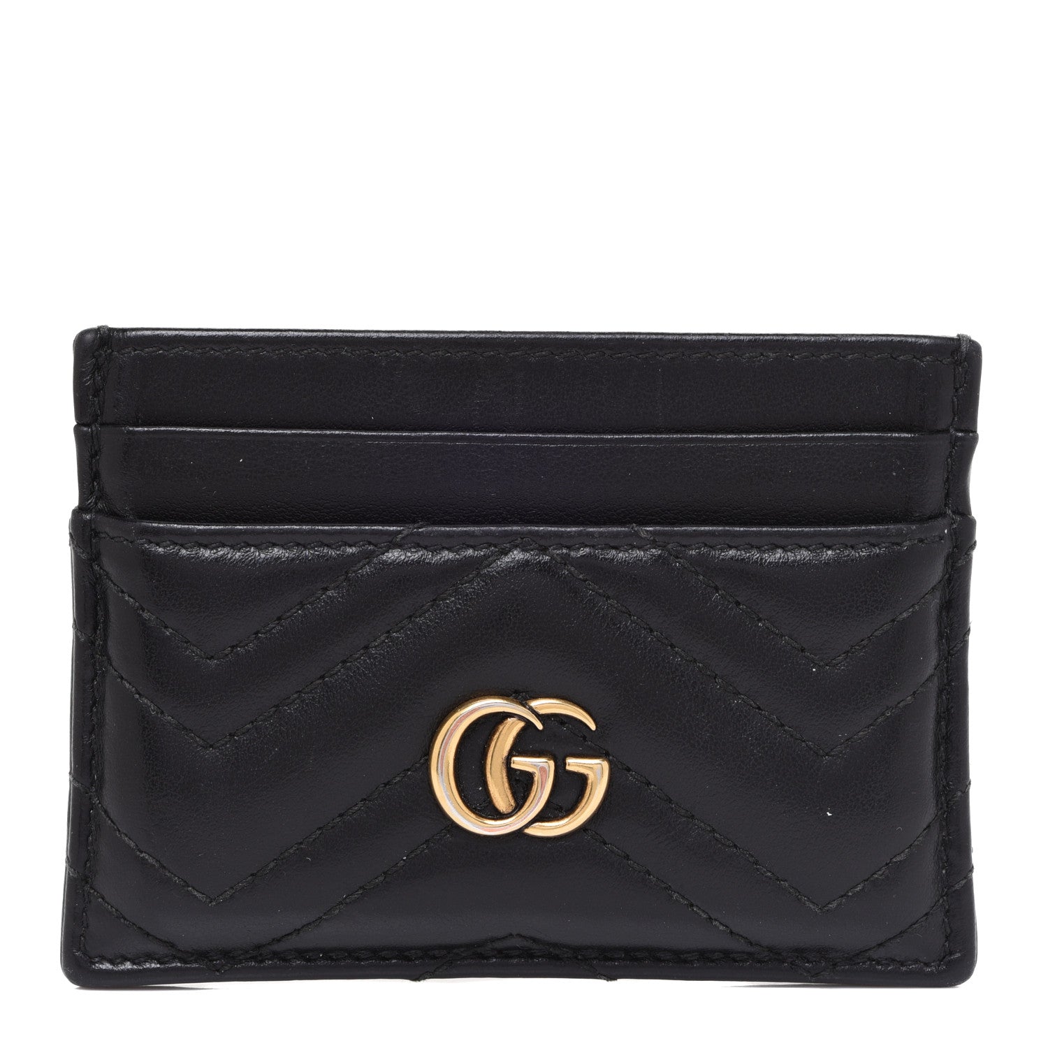 Gucci Calfskin Matelasse GG Marmont Card Holder Black 1 of 10