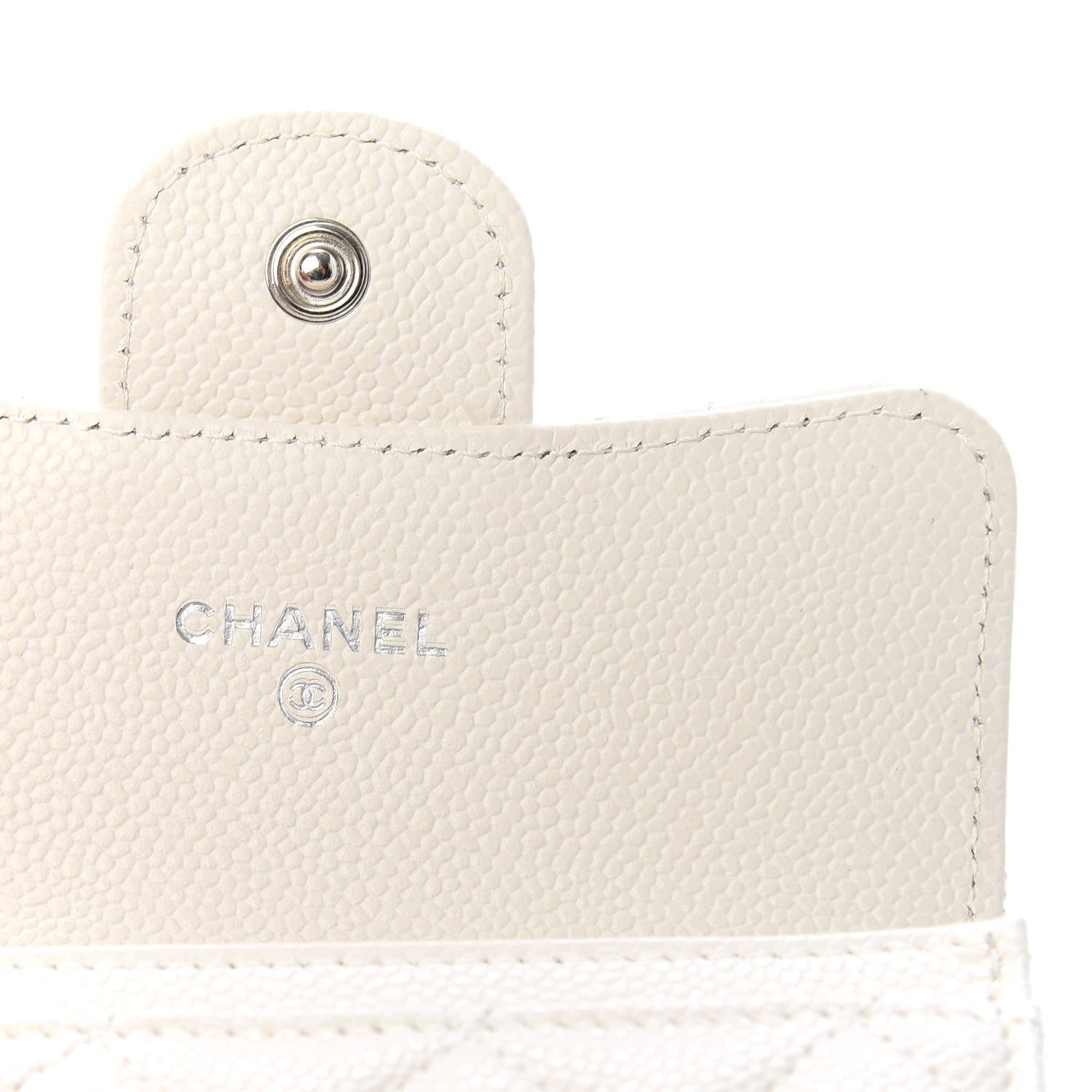 Chanel Caviar Quilted Flap Card Holder Wallet White 6 of 7