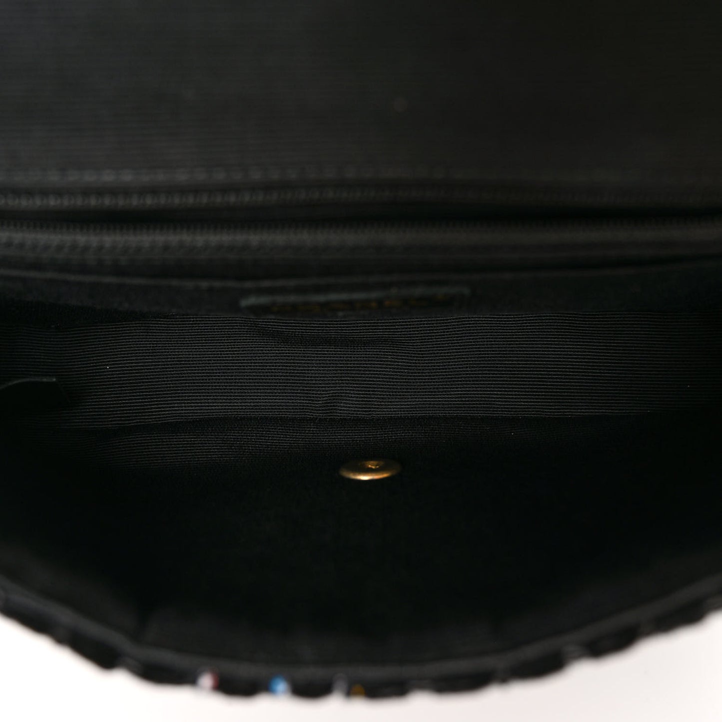 Cotton Raffia Lambskin Woven Medium Single Flap Black