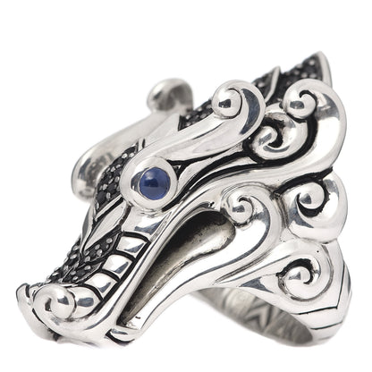 John Hardy Sterling Silver Black Spinel Sapphire Naga Head Ring 53 6.25 4 of 8