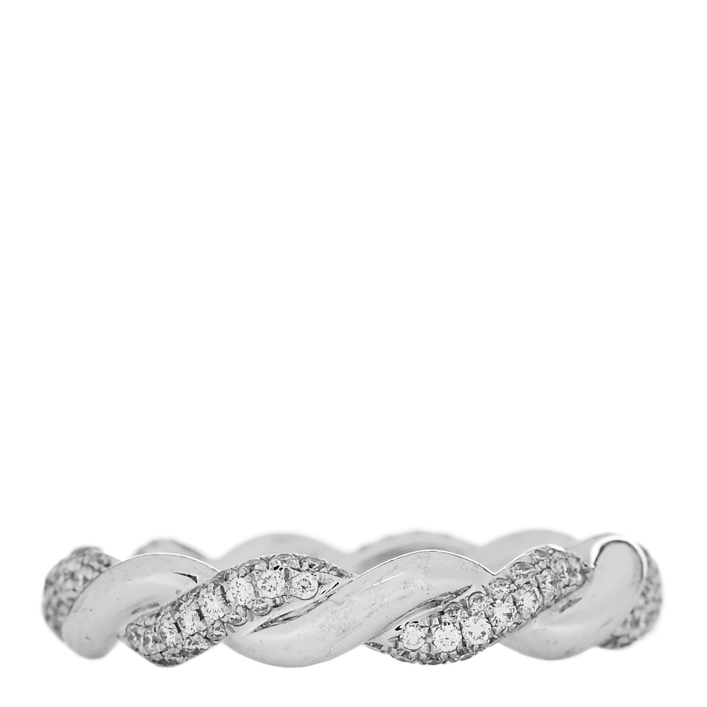 18K White Gold Diamond Wisteria Twist Band Ring 54 7