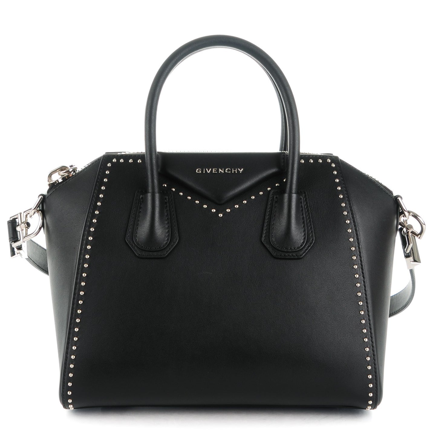 Calfskin Small Studded Antigona Black
