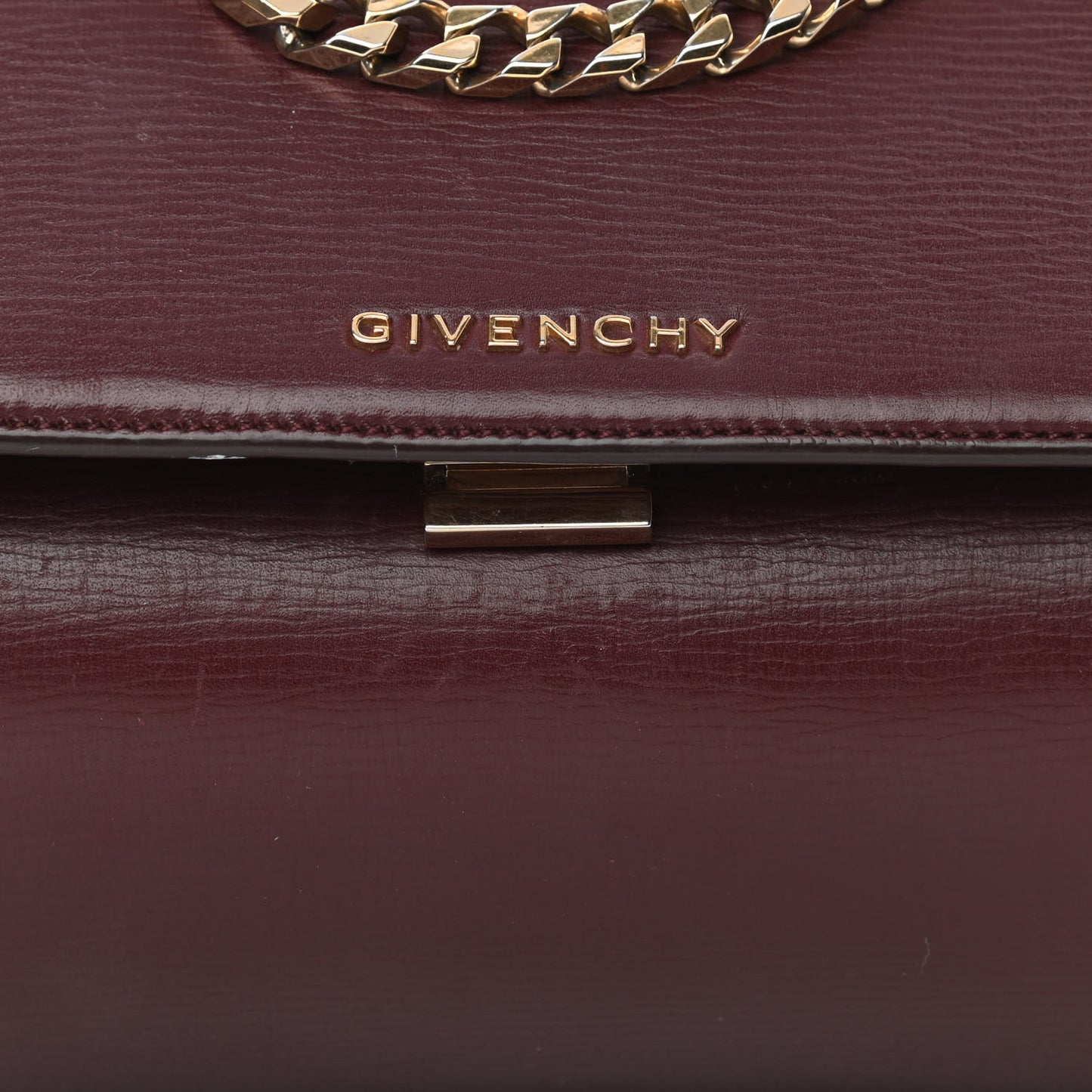 Textured Calfskin Mini Pandora Box Chain Crossbody Bag Oxblood