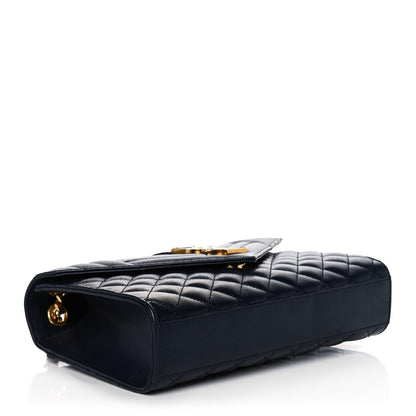 Saint Laurent Grain De Poudre Textured Mixed Matelasse Triquilt Medium Monogram Satchel Deep Marine 3 of 13