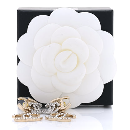 Chanel Crystal Pearl Double CC Drop Earrings Gold Silver 5 of 5