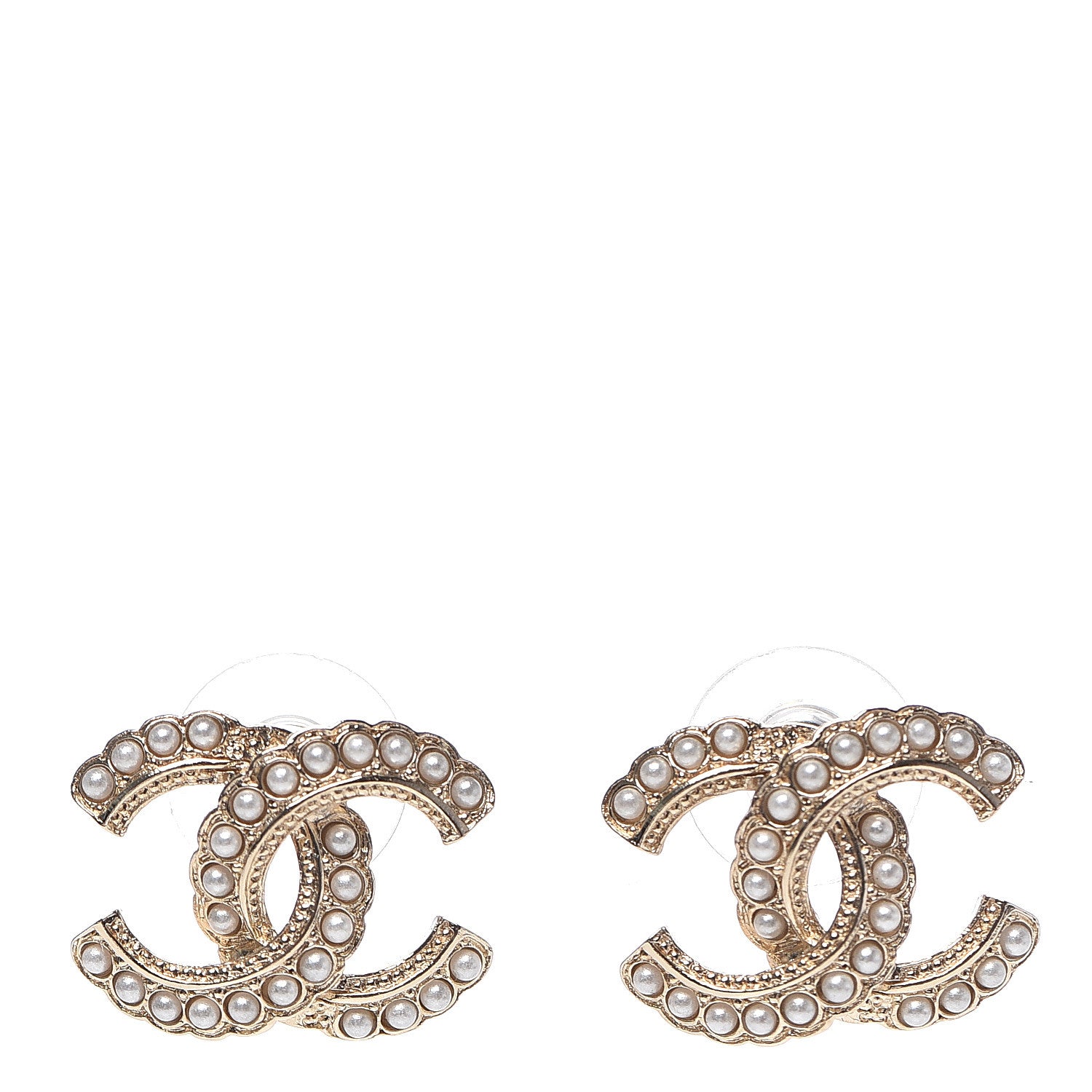Chanel Pearl Queen of France CC Earrings Gold 1 of 5