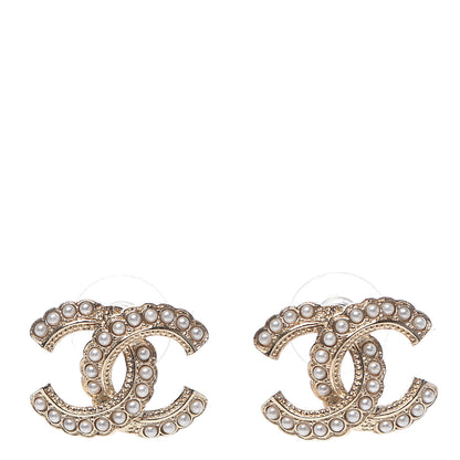 Chanel Pearl Queen of France CC Earrings Gold 1 of 5