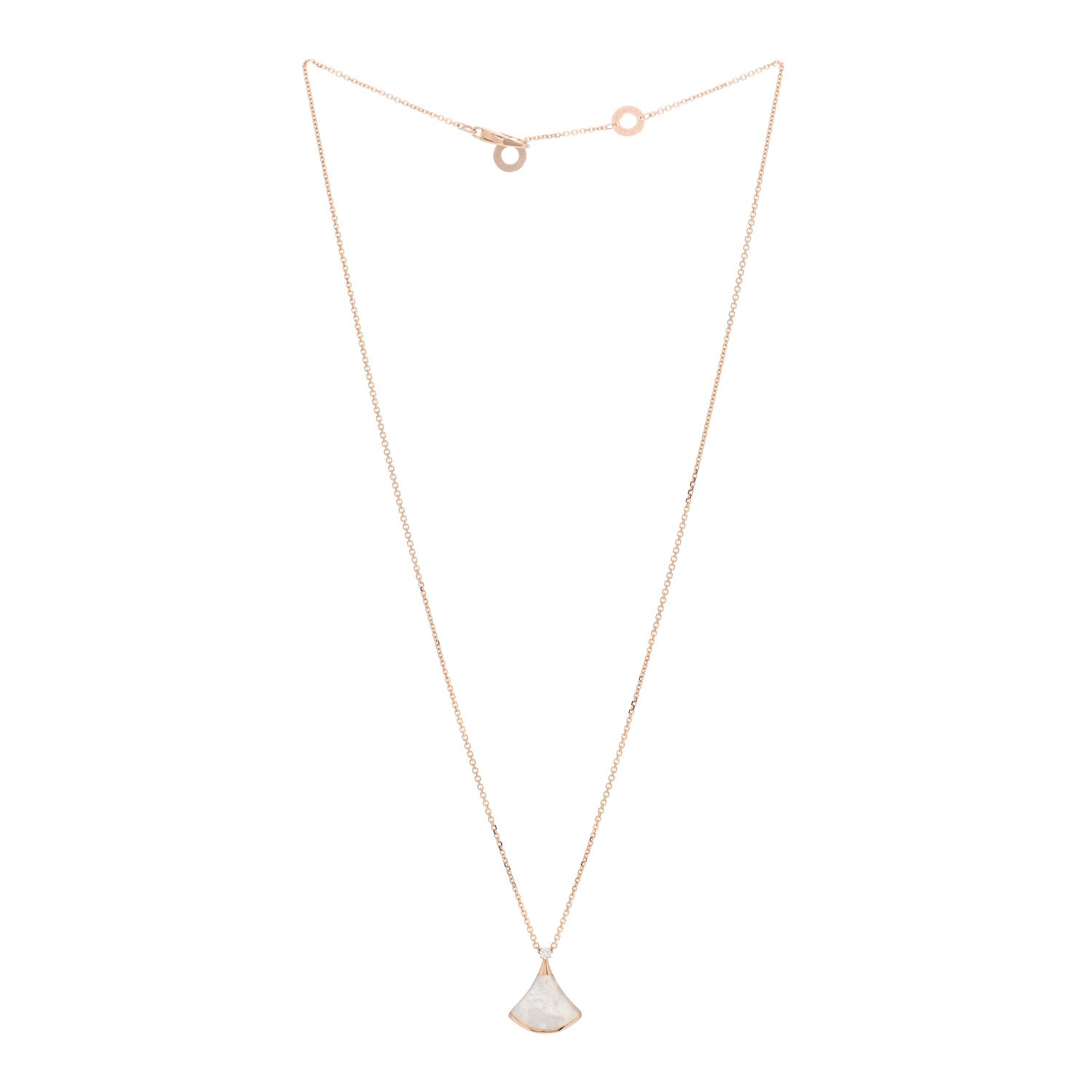 Bulgari 18K Rose Gold Diamond Mother of Pearl Small Divas' Dream Pendant Necklace 3 of 5