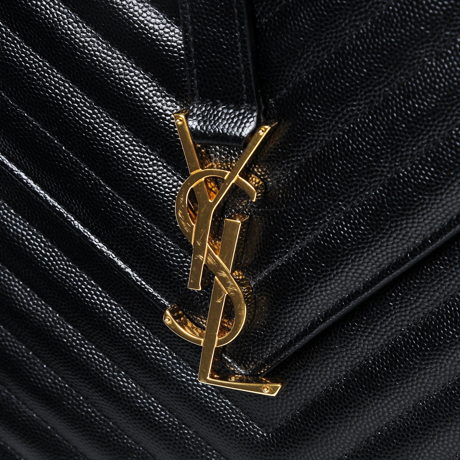 Saint Laurent Grain De Poudre Matelasse Chevron Large Monogram Satchel Black 13 of 17