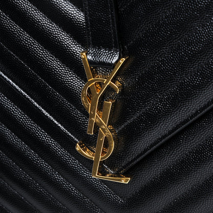 Saint Laurent Grain De Poudre Matelasse Chevron Large Monogram Satchel Black 13 of 17