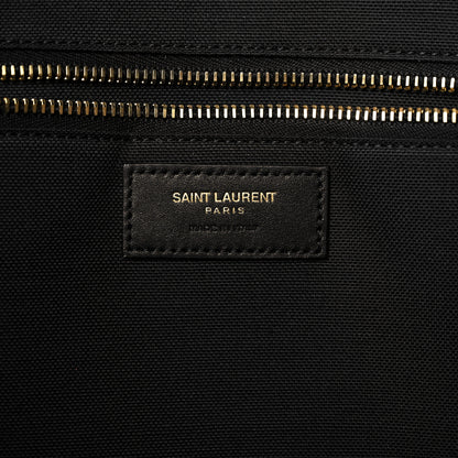 Saint Laurent Embroidered Cotton Linen Rive Gauche Noe Tote Natural Black 6 of 10