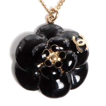 Chanel Enamel Camellia Necklace Black 3 of 6