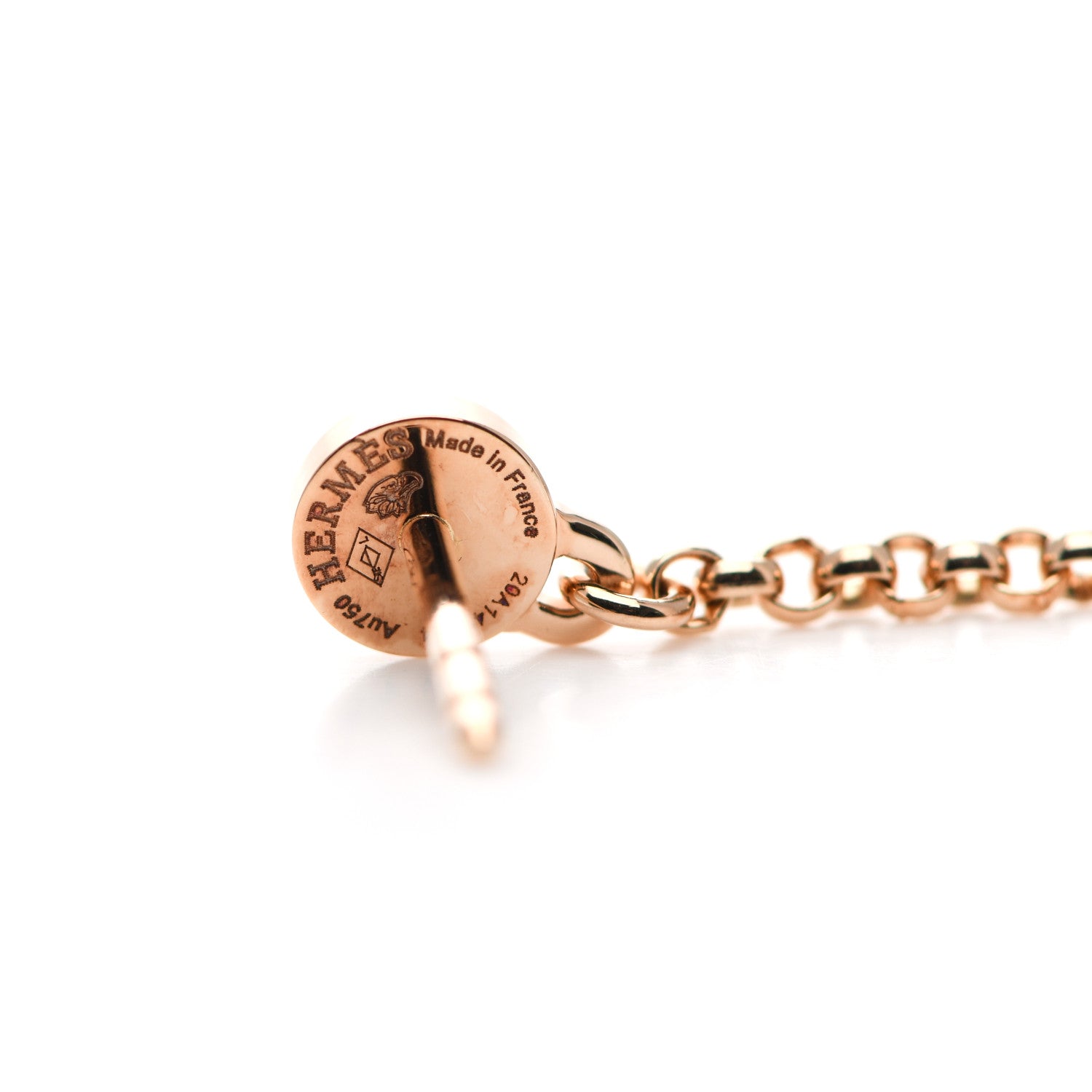Hermes 18K Rose Gold Diamond Kelly Clochette Drop Earrings 4 of 5