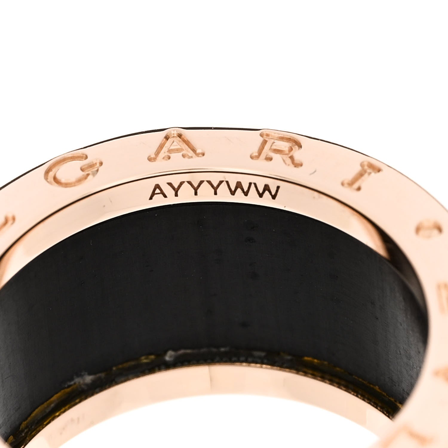 Bulgari 18K Rose Gold Green Marble B.Zero1 Ring 53 6.5 5 of 5