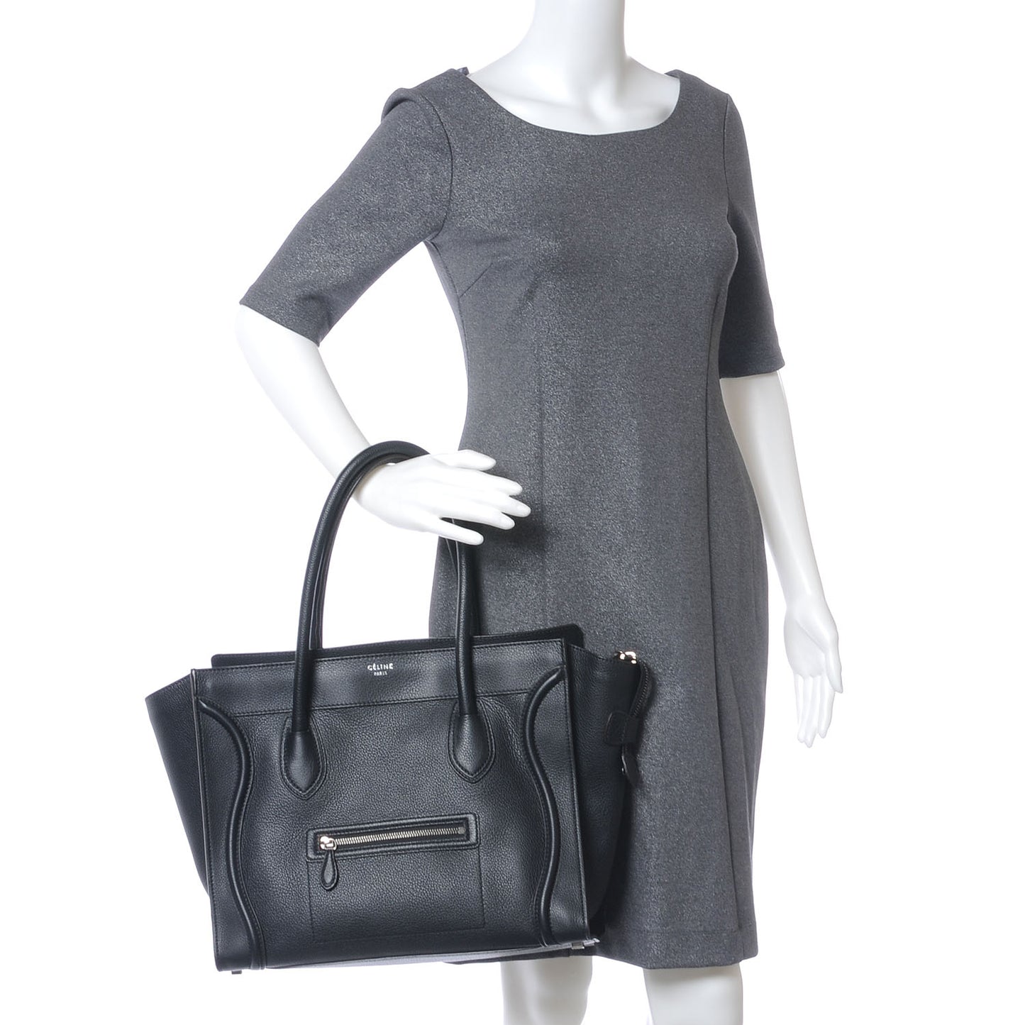 Drummed Leather Shoulder Luggage Black