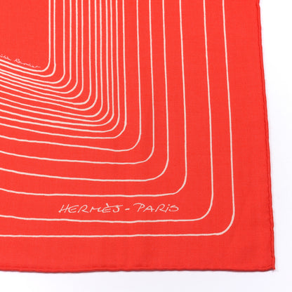 Hermes Cashmere Silk Pegase Paysage Shawl 140 Rouge Coquelicot 2 of 4